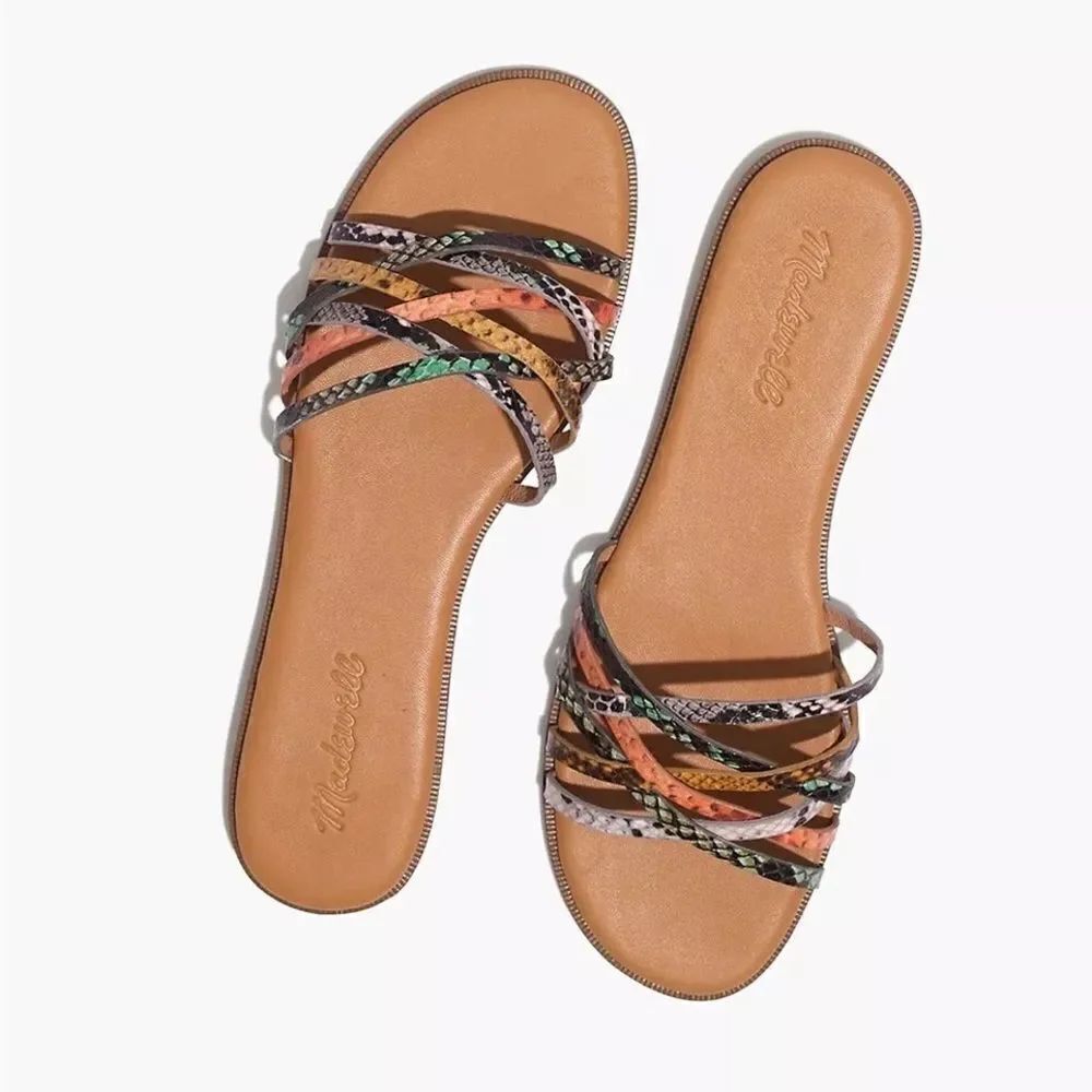 Madewell Size 8 Multicolor Leather Slip On Sandals